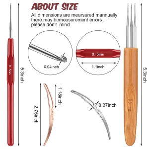 14 Pieces Dreadlocks Crochet Hooks Set Include 6 Dreadlocks Crochet 2 Hair Locking Tools 6 Dreadlock Crochet Hook 0.5 Mm 0.75 Mm Needle Weaving Croch
