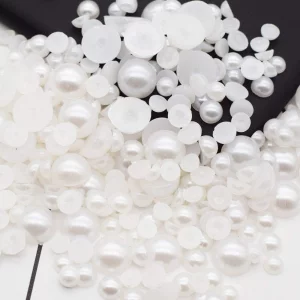 Lifestyle-cat 500pcs 6mm Half Pearl Bead Flat Back Half Round Pearl for DIY Decoration (White)