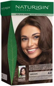 Naturigin Hair Dye Brown 4.0 - Permanent Hair Color 100% Gray Hair Coverage Certified Organic Ingredients, Nourishes The Hair, Ammonia Free Hair Colo