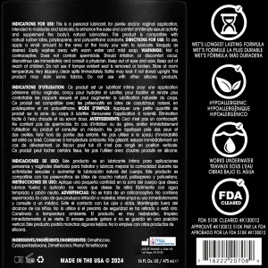 Wet Platinum Silicone Based Lube 16 Oz Bottle, Premium Personal Luxury Lubricant, Men, Women & Condom Compatible Water Resistant Non Sticky Hypoaller