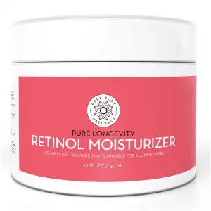 Pure Body Naturals Retinol Moisturizer, 1.7 Ounces - Moisturizing Retinol Cream For Face, Age Defying Eye Cream For Wrinkles And Lines With Hyaluroni