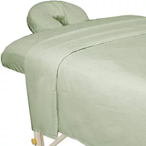 ForPro Premium Flannel 3-Piece Massage Sheet Set, Sage, for Massage Tables, Includes Massage Flat Sheet, Massage Fitted Sheet, and Massage Fitted Fac