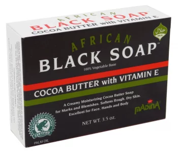 Madina African Black Soap Cocoa Butter With Vitamin E, 3.5 Ounce (Pack Of 6)