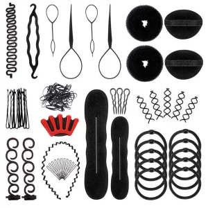 Obscyon 27Pcs Hair Styling Set, Hair Design Styling Tools, Diy Hair Accessories Hair Modelling Tool Kit Magic Fast Spiral Hair Braid Braiding Tool Fo