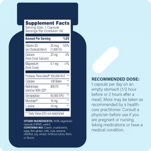 Enzyme Science Enzyme Defense Pro, 60 Capsules Immunity Support Supplement Formulated With Vitamin D3, L-Lysine, Calcium, And Protease