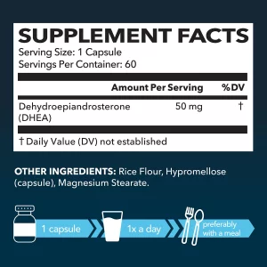 Havasu Nutrition Dhea 50Mg Extra Strength Designed For Promoting Youthful Energy, Balance Hormone Levels & Supports Lean Muscle Mass, Non-Gmo, Supple