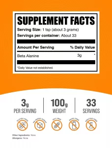Bulksupplements.Com Beta Alanine Powder - Beta Alanine Supplement, Beta Alanine Pre Workout, Beta Alanine 3000Mg - Unflavored, Pure & Gluten Free, 3G