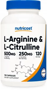 Nutricost L-Arginine L-Citrulline Complex 750Mg, 120 Capsules - Non-Gmo
