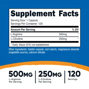 Nutricost L-Arginine L-Citrulline Complex 750Mg, 120 Capsules - Non-Gmo