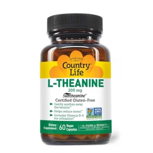 Country Life L-Theanine, 200Mg Suntheanine L-Theanine, 60 Vegan Capsules, Certified Gluten Free, Certified Vegan, Certified Halal