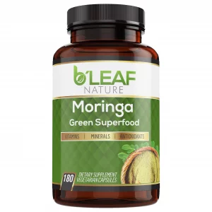 Organic Moringa 180 Capsules 1000Mg - Immune System And Energy Booster - Pure Moringa Oleifera Leaf Powder - Nutritional Supplement Vegetarian Ca
