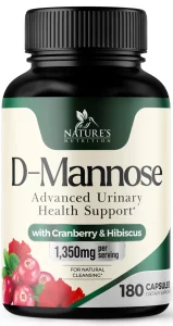 D-Mannose With Cranberry Extract 1350 Mg Complex - Fast-Acting Urinary Tract Health Support, Natural Non-Gmo & Vegan Capsules, Flush Impurities, Extr