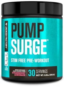 Pumpsurge Caffeine Free Preworkout For Men & Women - Stim Free Pre Workout Powder, Nitric Oxide Pump Pre Workout, & Nootropic Supplement - Intense Pu