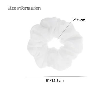 2 Pcs Large Size White Color Scrunchies for Women Hair Elastic Bands