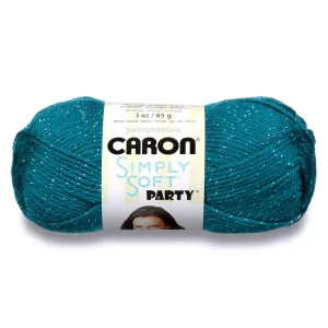 Caron Simply Soft Party Yarn, Gauge 4 Medium Worsted, - 3 oz - Teal Sparkle - For Crochet, Knitting & Crafting