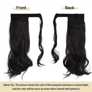 Sofeiyan Curly Ponytail Extension 15 Inch Heat Resistant Synthetic Natural Wavy Hairpiece Wrap Around Pony Tail Hair Extensions for White Black Women