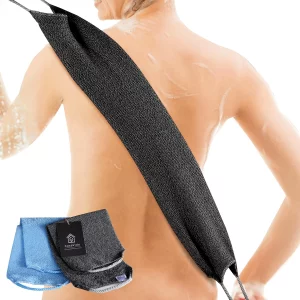 Back Scrubber For Shower Nylon Bath Towel Shower Back Washer Exfoliating Washcloth Rear Scrub Japanese Stretchable Pull Back Strap Wash Cloth Scrubbe