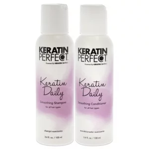Keratin Perfect - Daily Travel Duo - Shampoo & Conditoner - Smooth Glossy Hair - Anti - Frizz - Prolongs Treatment - All Hair Type - Sulphate Paraben