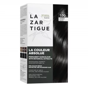 Lazartigue La Couleur Absolue 1.00 Intense Black - Permanent Haircolour with Botanical Extracts - Nourishing Color and Shine - Free From Ammonia, PPD