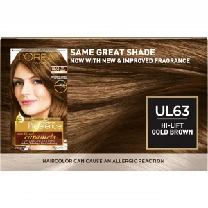 L'Oreal Paris Superior Preference Fade-Defying + Shine Permanent Hair Color, U163 Hi-Lift Golden Brown, 2 Count Hair Dye