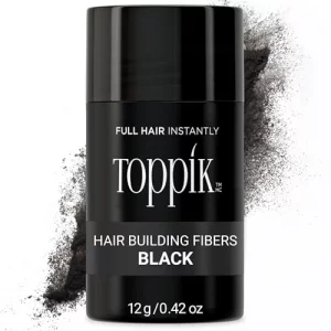 Toppik Hair Building Fibers, Black, 12G Fill In Fine Or Thinning Hair Instantly Thicker, Fuller Looking Hair 9 Shades For Men Women