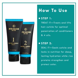 Rita Hazan Two Step Weekly Remedy Cream Kit - Deeply Hydrating & Restorative For Color Treated Hair - Hair Cream For Frizzy Hair - Hair Treatment For