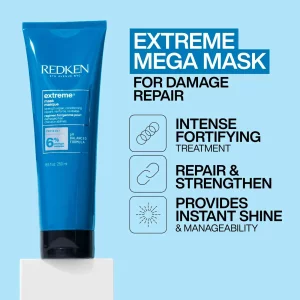 Redken Extreme Mask | Hair Mask For Damaged, Brittle Hair | Fortifies & Strengthens Distressed Hair | 8.5 Fl. Oz. (Pack Of 1)