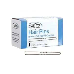 Forpro Hair Pins, Brown, Ball-Tipped, Crimped, Non-Damaging, 3 L, 1 Lb