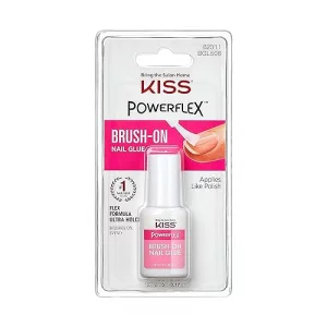 Kiss Powerflex Brush-On Nail Glue - Fast Drying Adhesive For Glue-On Nails & Repairs With Brush-On Applicator, Ideal For Tips & Wraps, Net Wt. 0.17 O