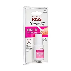 Kiss Powerflex Brush-On Nail Glue - Fast Drying Adhesive For Glue-On Nails & Repairs With Brush-On Applicator, Ideal For Tips & Wraps, Net Wt. 0.17 O