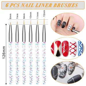 AROIC 28 Pcs Acrylic Nail Brush Set Including 7 Pcs UV Gel Nail Art Brushes, 6 Pcs 3D Nail Extension Brush, 5Pcs Double Ended Dotting Nail Pen For Na