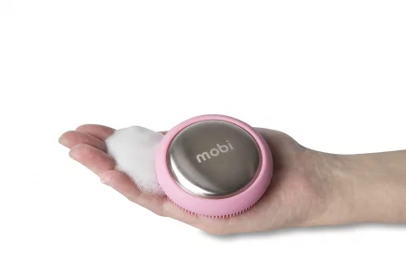 Mobi Odor Remover Steel Soap Bar and Vegetable Brush, Pink