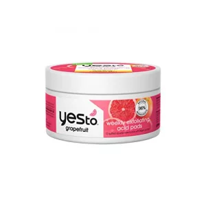 Yes To Grapefruit Weekly Acid Pads, Brightening & Exfoliating Treatment That Glows Skins, Improves Tone & Texture, With Antioxidants, AHAs & BHAs, Na