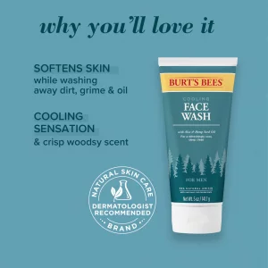 Burt'S Bees Cooling Face Wash With Aloe & Hemp, For Men, 5 Ounces