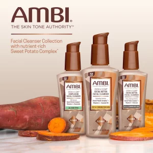 Ambi Even & Clear Complexion Facial Cleanser, For Men & Women, All Skin Types, Sweet Potato, Chamomile, Green Tea, Hydroquinone-Free, Soap-Free, Alco