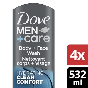 Dove Men+Care Body And Face Wash Clean Comfort 4 Count For Healthier And Stronger Skin Effectively Washes Away Bacteria While Nourishing Your Skin, 1
