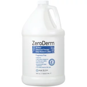 Ginger Lily Farms Botanicals ZeroDerm 24 Hour Advanced Therapy Daily Moisture Lotion, Allergen-Free, 100% Vegan & Cruelty-Free, Fragrance Free, 1 Gal