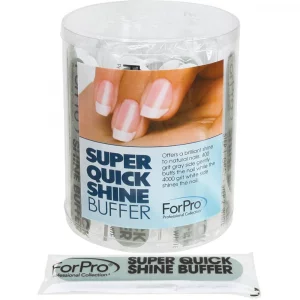 Forpro Professional Collection Super Quick Shine 2-Way Buffer, Green 400/White 4000 Grit, Double-Sided Manicure & Pedicure Nail Buffers, 3.5 L X .