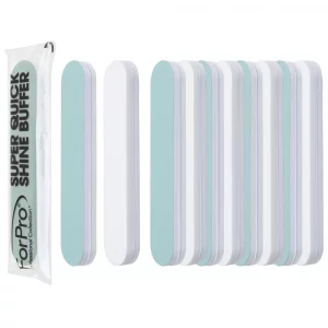 Forpro Professional Collection Super Quick Shine 2-Way Buffer, Green 400/White 4000 Grit, Double-Sided Manicure & Pedicure Nail Buffers, 3.5 L X .