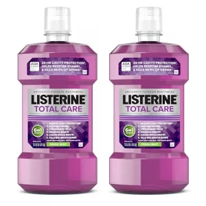 Listerine Total Care Anticavity Fluoride Mouthwash, 6 Benefits in 1 Oral Rinse Helps Kill 99% of Bad Breath Germs, Prevents Cavities, & Strengthens T