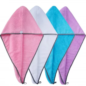 Polyte Microfiber Hair Turban Wrap Drying Towel, 12 x 28 in, 4 Pack (Blue,Pink,Purple,White)