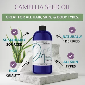 Dr Joe Lab Japanese Camellia Seed Oil - 100% Pure, Unrefined, Cold Pressed, Non-Gmo Bulk Carrier - 32 Oz - For Skin, Hair, Nails, Body, Facial Hair -