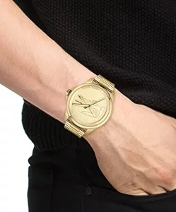 Lacoste Le Croc Men'S Quartz Stainless Steel And Link Bracelet Watch, Color: Gold Plated (Model: 2011133)