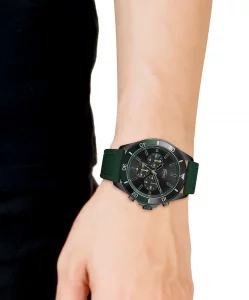 Lacoste Men's Stainless Steel Quartz Watch with Silicone Strap, Green, 22 (Model: 2011153)