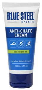 Blue Steel Sports Anti-Chafe Cream with Natural Tea Tree Oil | Water and Sweat Resistant | Non Sticky and Non Greasy