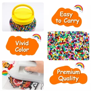 23,000 pcs Fuse Beads Kit for Kids Crafts, 30 Colors Iron Beads Set with 3 Pegboards, 5 Ironing Paper, 10 Patterns, Gifts for Birthday Christmas, Mul