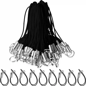 Frienda 200 Pieces Lanyard Phone Ring Strap For Mobile Lariat Lanyard Cell Phone Split Ring Strap Sliver Tone Split Ring Cellphone Strap Charm Cords