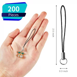Frienda 200 Pieces Lanyard Phone Ring Strap For Mobile Lariat Lanyard Cell Phone Split Ring Strap Sliver Tone Split Ring Cellphone Strap Charm Cords