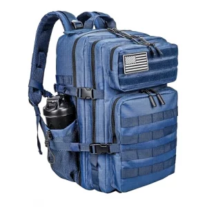 LHI Military Tactical Backpack for Men and Women 45L Army 3 Days Assault Pack Bag Large Rucksack with Molle System - Blue