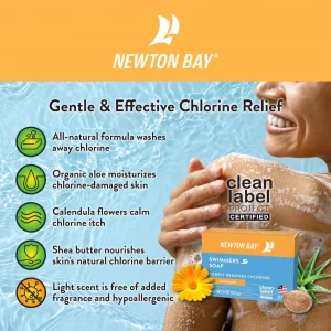 Newton Bay Swimmers Soap | All Natural Body And Face Wash Soap Bar | Gently Washes Away Chlorine After Swimming | Revitalizes Sensitive Skin | Single